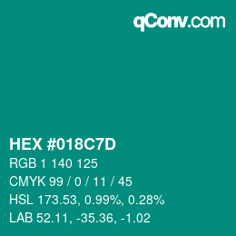 Color code: HEX #018C7D | qconv.com