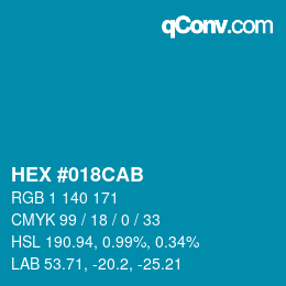 Color code: HEX #018CAB | qconv.com