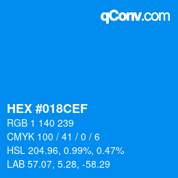 Color code: HEX #018CEF | qconv.com