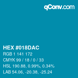 Color code: HEX #018DAC | qconv.com
