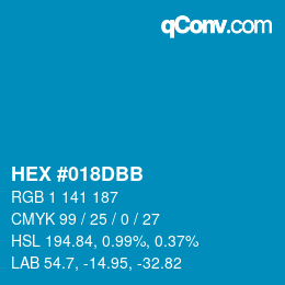 颜色代码: HEX #018DBB | qconv.com