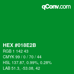颜色代码: HEX #018E2B | qconv.com