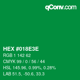 Color code: HEX #018E3E | qconv.com