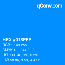 Color code: HEX #018FFF | qconv.com