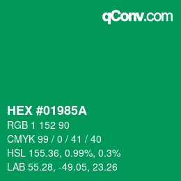 Farbcode: HEX #01985A | qconv.com