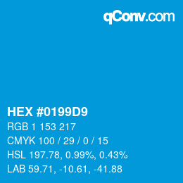 Color code: HEX #0199D9 | qconv.com