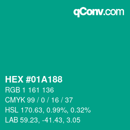 Color code: HEX #01A188 | qconv.com