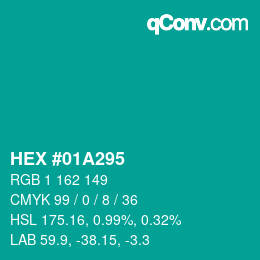 Color code: HEX #01A295 | qconv.com