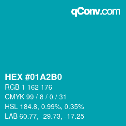 カラーコード: HEX #01A2B0 | qconv.com