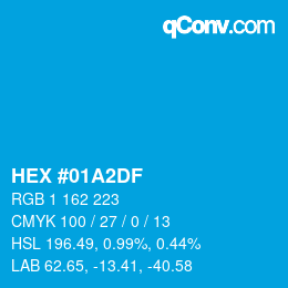 Color code: HEX #01A2DF | qconv.com