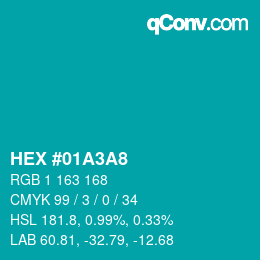カラーコード: HEX #01A3A8 | qconv.com
