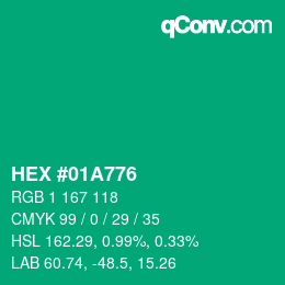 Color code: HEX #01A776 | qconv.com
