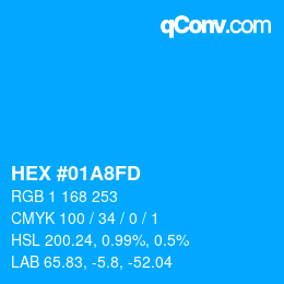 Color code: HEX #01A8FD | qconv.com