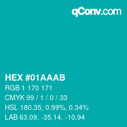 Color code: HEX #01AAAB | qconv.com