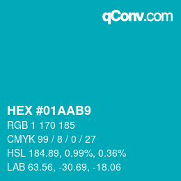 Color code: HEX #01AAB9 | qconv.com