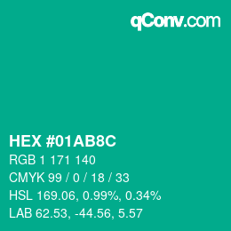 Color code: HEX #01AB8C | qconv.com