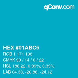 颜色代码: HEX #01ABC6 | qconv.com