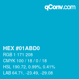 Color code: HEX #01ABD0 | qconv.com
