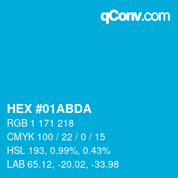 颜色代码: HEX #01ABDA | qconv.com