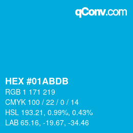颜色代码: HEX #01ABDB | qconv.com