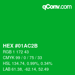 カラーコード: HEX #01AC2B | qconv.com