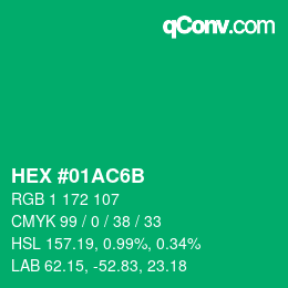 Color code: HEX #01AC6B | qconv.com