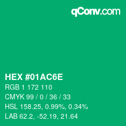 颜色代码: HEX #01AC6E | qconv.com