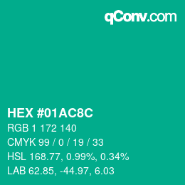 Color code: HEX #01AC8C | qconv.com