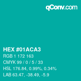 カラーコード: HEX #01ACA3 | qconv.com