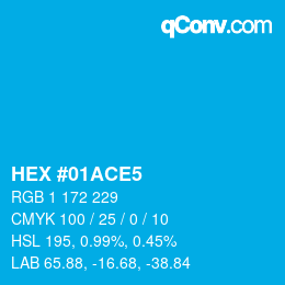 Color code: HEX #01ACE5 | qconv.com