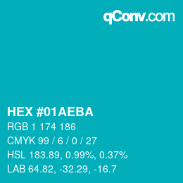 Color code: HEX #01AEBA | qconv.com