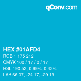 カラーコード: HEX #01AFD4 | qconv.com