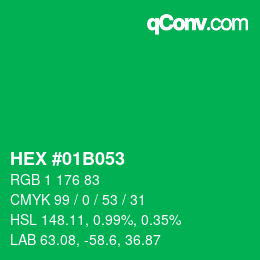 Color code: HEX #01B053 | qconv.com