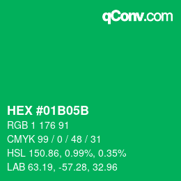 Color code: HEX #01B05B | qconv.com