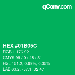 カラーコード: HEX #01B05C | qconv.com