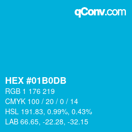 カラーコード: HEX #01B0DB | qconv.com