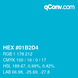 カラーコード: HEX #01B2D4 | qconv.com