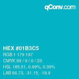 Color code: HEX #01B3C5 | qconv.com