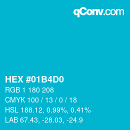 カラーコード: HEX #01B4D0 | qconv.com