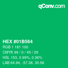 カラーコード: HEX #01B564 | qconv.com