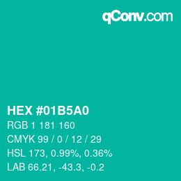 Color code: HEX #01B5A0 | qconv.com