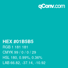 Color code: HEX #01B5B5 | qconv.com