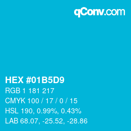 Color code: HEX #01B5D9 | qconv.com