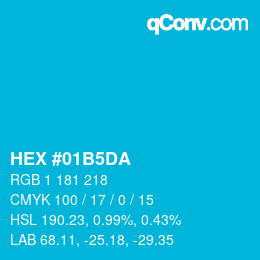 カラーコード: HEX #01B5DA | qconv.com
