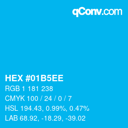 Color code: HEX #01B5EE | qconv.com