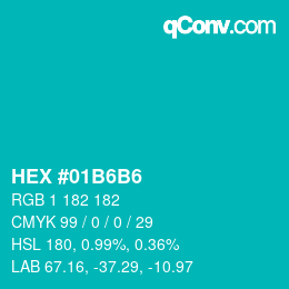 Color code: HEX #01B6B6 | qconv.com