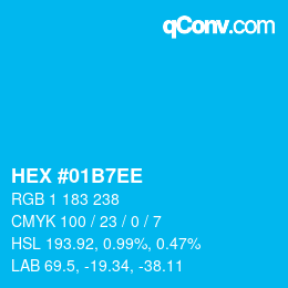 カラーコード: HEX #01B7EE | qconv.com