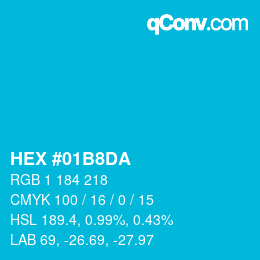 カラーコード: HEX #01B8DA | qconv.com
