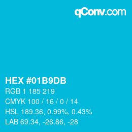 颜色代码: HEX #01B9DB | qconv.com