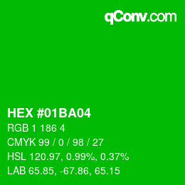 Color code: HEX #01BA04 | qconv.com